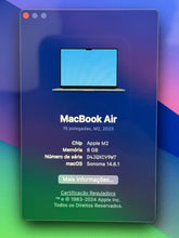 Carregar imagem no visualizador da galeria, MacBook Air M2 (2022) 13.6" midnight 8GB de Ram - 256GB SSD - Apple M
